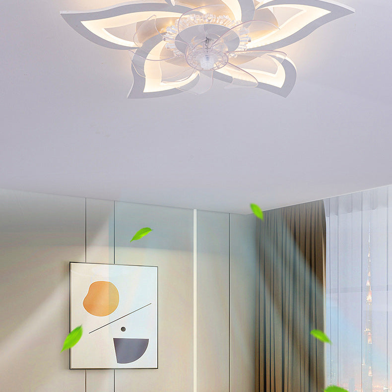 Contemporary LED Flush Mount Ceiling Fan Light for Bedroom - Aluminum, Acrylic, ABS Design, Modern Home Lighting, Energy Efficient, Stylish Ceiling Fixture