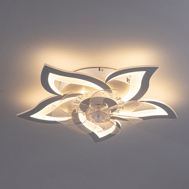 Contemporary LED Flush Mount Ceiling Fan Light for Bedroom - Aluminum, Acrylic, ABS Design, Modern Home Lighting, Energy Efficient, Stylish Ceiling Fixture