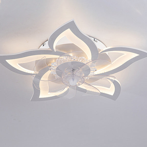 Contemporary LED Flush Mount Ceiling Fan Light for Bedroom - Aluminum, Acrylic, ABS Design, Modern Home Lighting, Energy Efficient, Stylish Ceiling Fixture