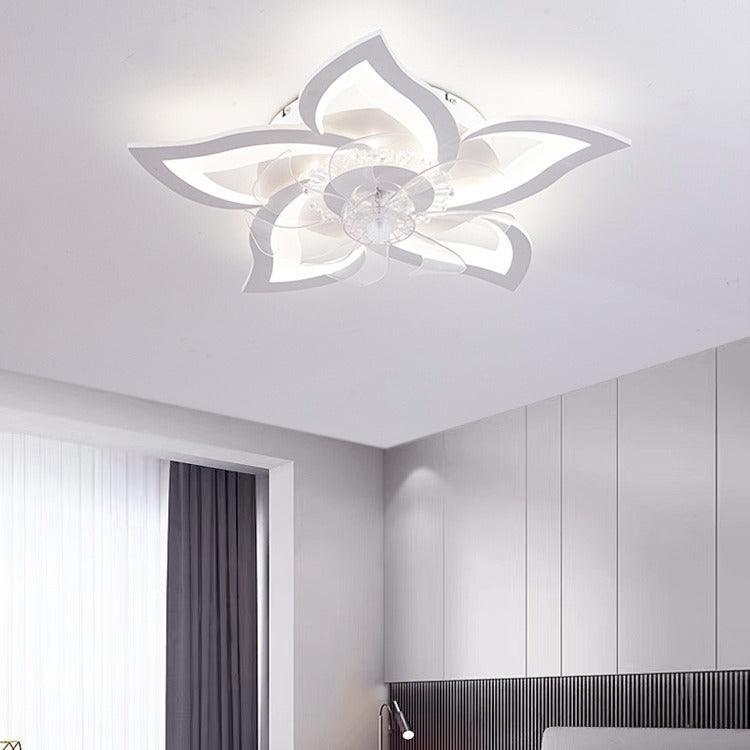 Contemporary LED Flush Mount Ceiling Fan Light for Bedroom - Aluminum, Acrylic, ABS Design, Modern Home Lighting, Energy Efficient, Stylish Ceiling Fixture