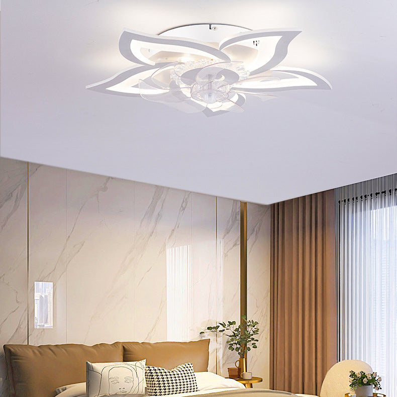 Contemporary LED Flush Mount Ceiling Fan Light for Bedroom - Aluminum, Acrylic, ABS Design, Modern Home Lighting, Energy Efficient, Stylish Ceiling Fixture