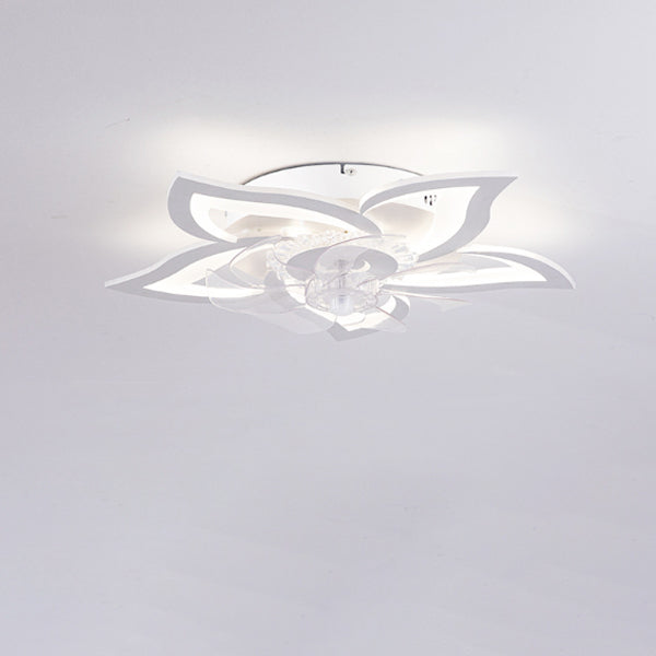 Contemporary LED Flush Mount Ceiling Fan Light for Bedroom - Aluminum, Acrylic, ABS Design, Modern Home Lighting, Energy Efficient, Stylish Ceiling Fixture