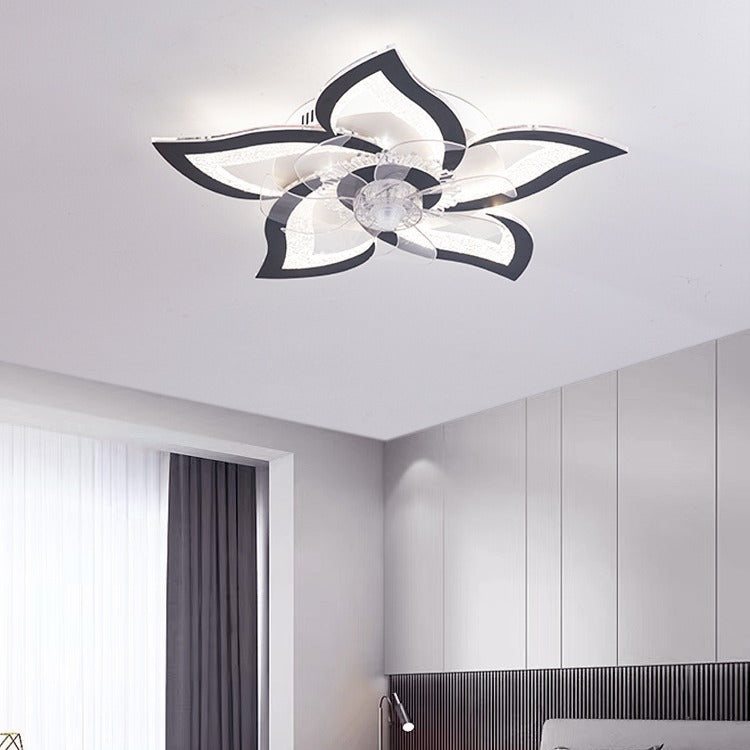 Contemporary LED Flush Mount Ceiling Fan Light for Bedroom - Aluminum, Acrylic, ABS Design, Modern Home Lighting, Energy Efficient, Stylish Ceiling Fixture