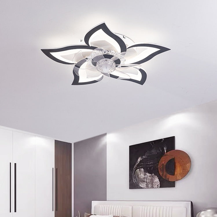 Contemporary LED Flush Mount Ceiling Fan Light for Bedroom - Aluminum, Acrylic, ABS Design, Modern Home Lighting, Energy Efficient, Stylish Ceiling Fixture