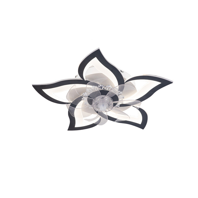 Contemporary LED Flush Mount Ceiling Fan Light for Bedroom - Aluminum, Acrylic, ABS Design, Modern Home Lighting, Energy Efficient, Stylish Ceiling Fixture