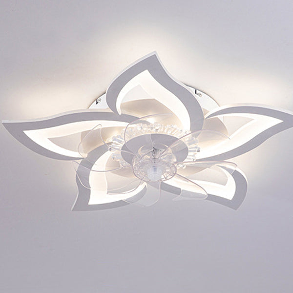 Contemporary LED Flush Mount Ceiling Fan Light for Bedroom - Aluminum, Acrylic, ABS Design, Modern Home Lighting, Energy Efficient, Stylish Ceiling Fixture