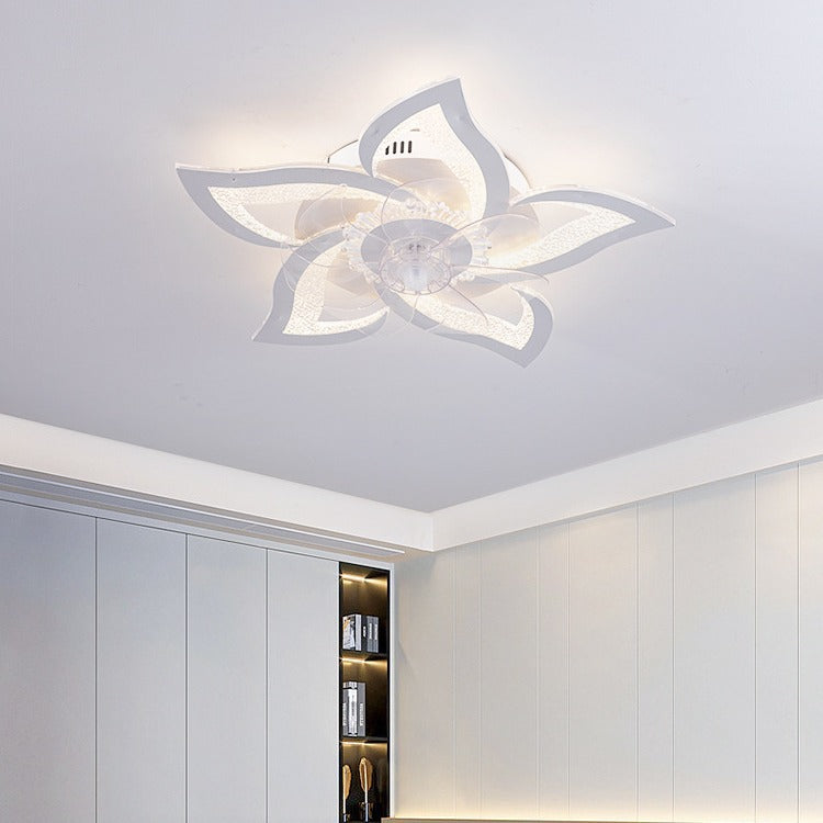 Contemporary LED Flush Mount Ceiling Fan Light for Bedroom - Aluminum, Acrylic, ABS Design, Modern Home Lighting, Energy Efficient, Stylish Ceiling Fixture