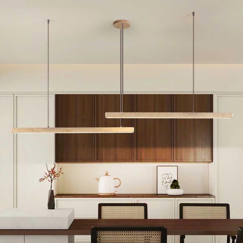 Vintage Travertine Iron LED Island Pendant Light for Living Room