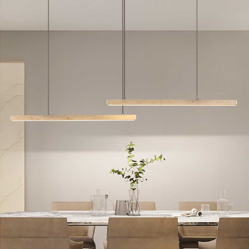 Vintage Travertine Iron LED Island Pendant Light for Living Room