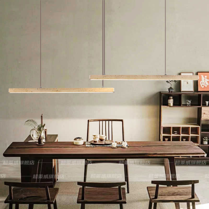 Vintage Travertine Iron LED Island Pendant Light for Living Room