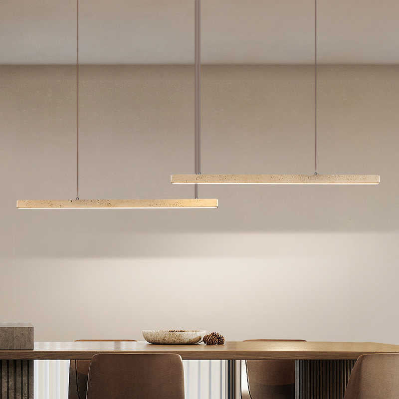 Vintage Travertine Iron LED Island Pendant Light for Living Room