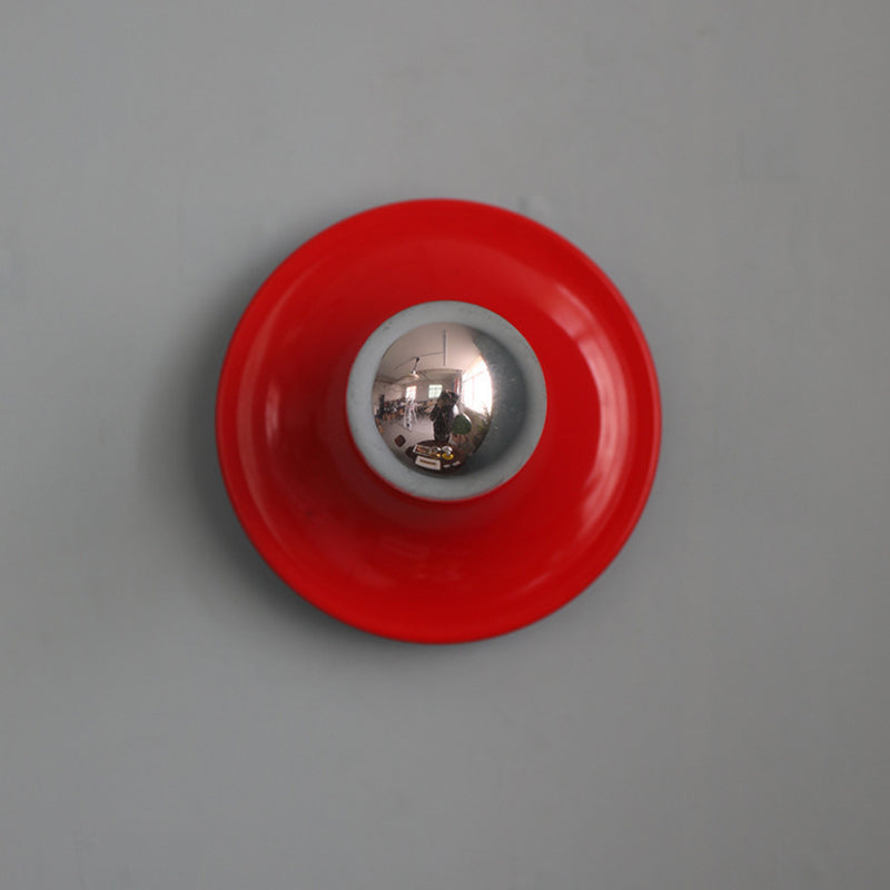 Contemporary Scandinavian Iron Geometric Circle Wall Sconce - 1-Light Lamp for Living Room