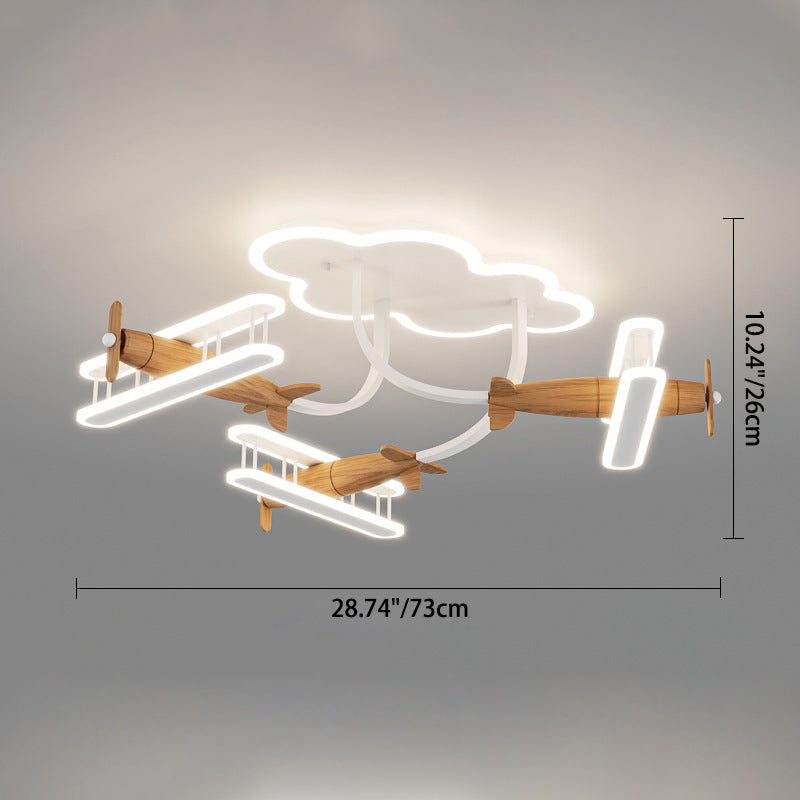 Contemporary Cartoon Solid Wood Acrylic LED Ceiling Light for Living Room