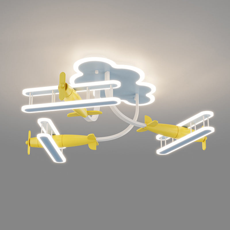 Contemporary Cartoon Solid Wood Acrylic LED Ceiling Light for Living Room