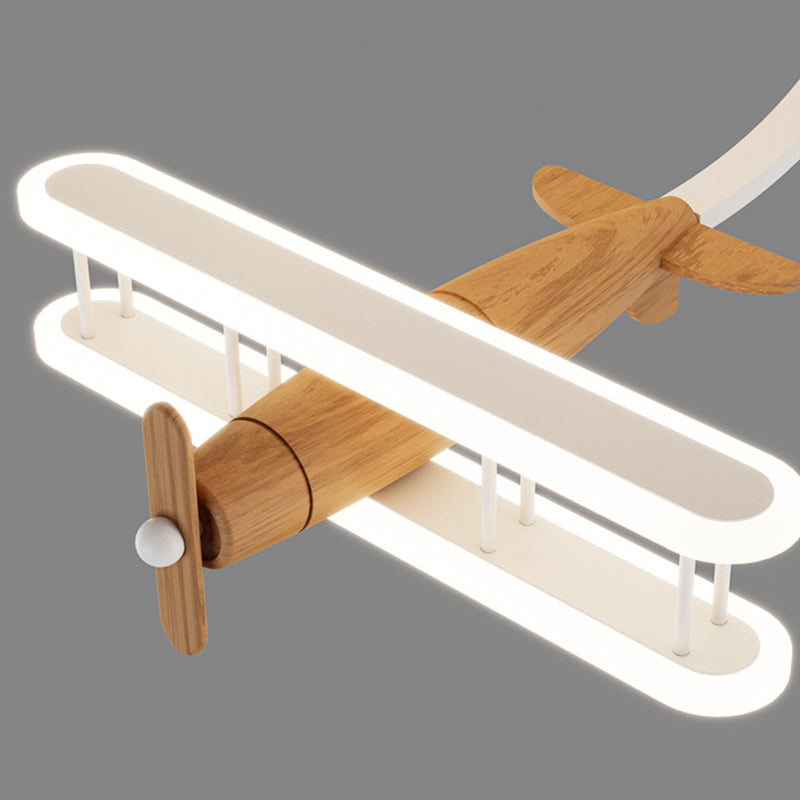 Contemporary Cartoon Solid Wood Acrylic LED Ceiling Light for Living Room