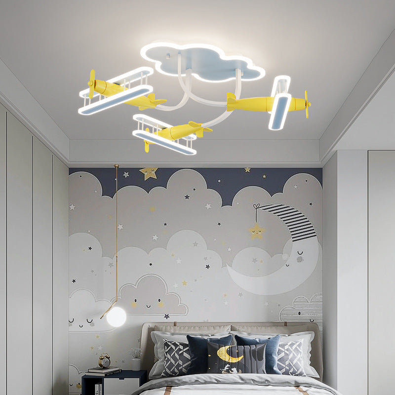 Contemporary Cartoon Solid Wood Acrylic LED Ceiling Light for Living Room