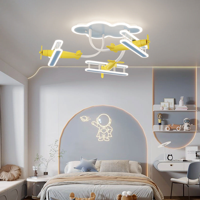 Contemporary Cartoon Solid Wood Acrylic LED Ceiling Light for Living Room