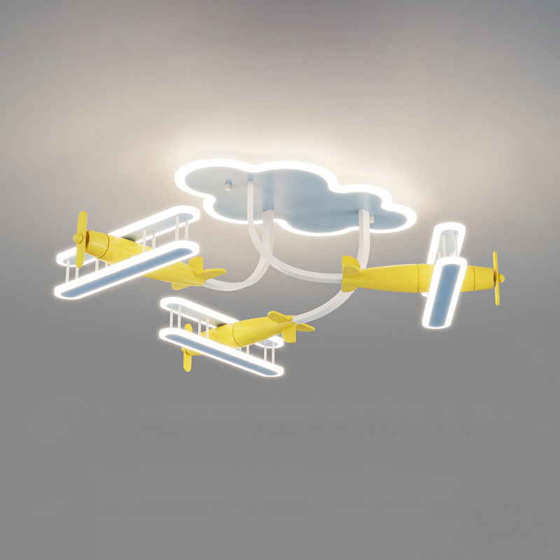 Contemporary Cartoon Solid Wood Acrylic LED Ceiling Light for Living Room