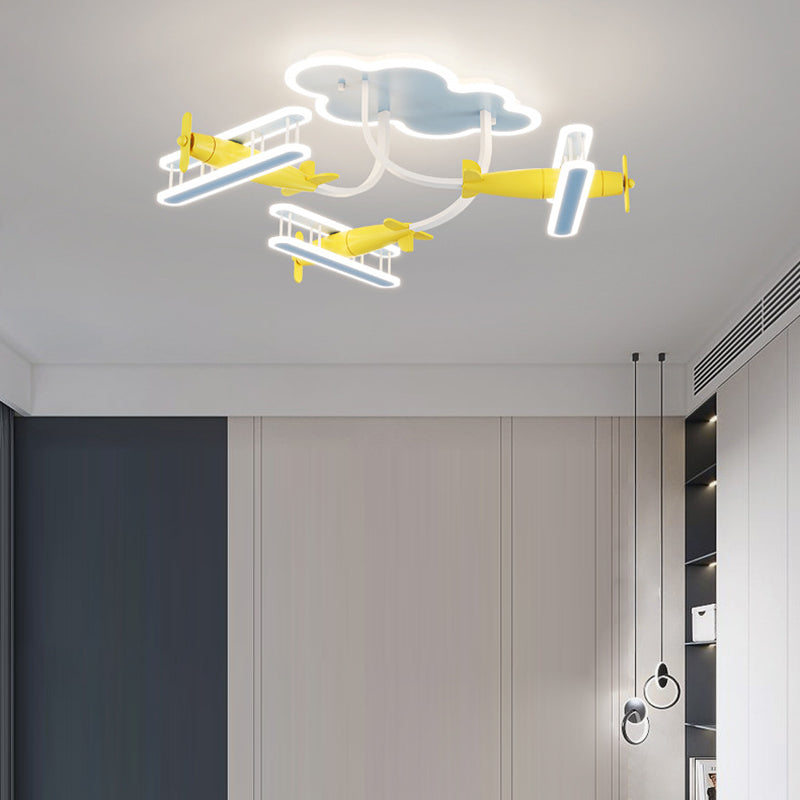 Contemporary Cartoon Solid Wood Acrylic LED Ceiling Light for Living Room