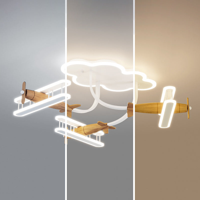 Contemporary Cartoon Solid Wood Acrylic LED Ceiling Light for Living Room