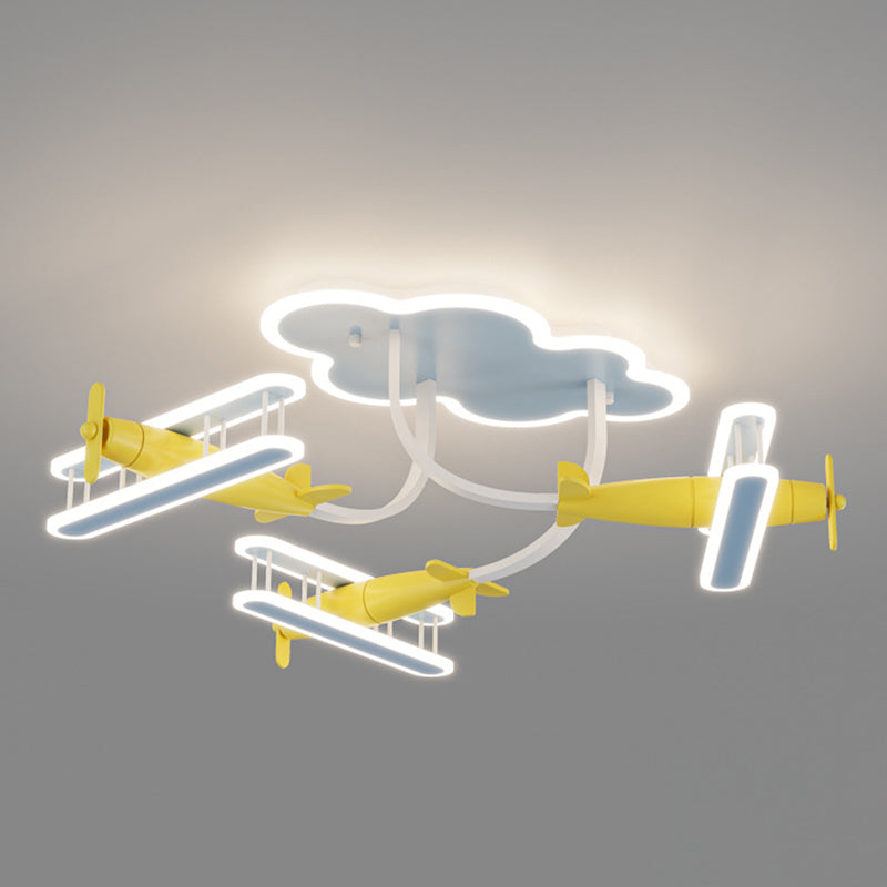 Contemporary Cartoon Solid Wood Acrylic LED Ceiling Light for Living Room