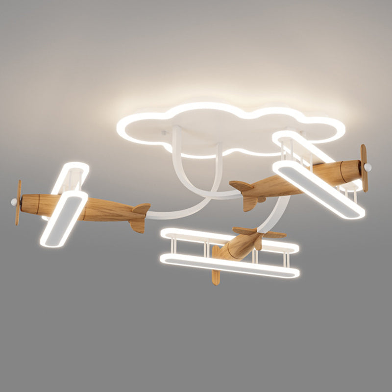 Contemporary Cartoon Solid Wood Acrylic LED Ceiling Light for Living Room