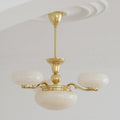 Traditional French Opal Glass Round Shade Chandelier - 3/5-Light Living Room Fixture