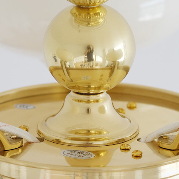 Traditional French Opal Glass Round Shade Chandelier - 3/5-Light Living Room Fixture