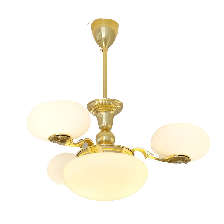 Traditional French Opal Glass Round Shade Chandelier - 3/5-Light Living Room Fixture