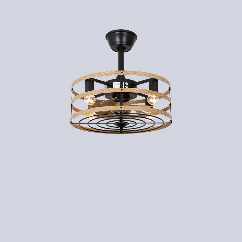 Traditional Farmhouse 4-Light Ceiling Fan with Downrods - Iron Cylinder Frame, ABS Blades, Perfect for Bedroom Lighting
