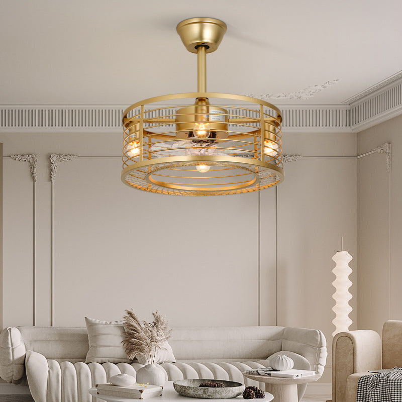 Traditional Farmhouse 4-Light Ceiling Fan with Downrods - Iron Cylinder Frame, ABS Blades, Perfect for Bedroom Lighting
