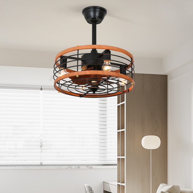 Traditional Farmhouse 4-Light Ceiling Fan with Downrods - Iron Cylinder Frame, ABS Blades, Perfect for Bedroom Lighting