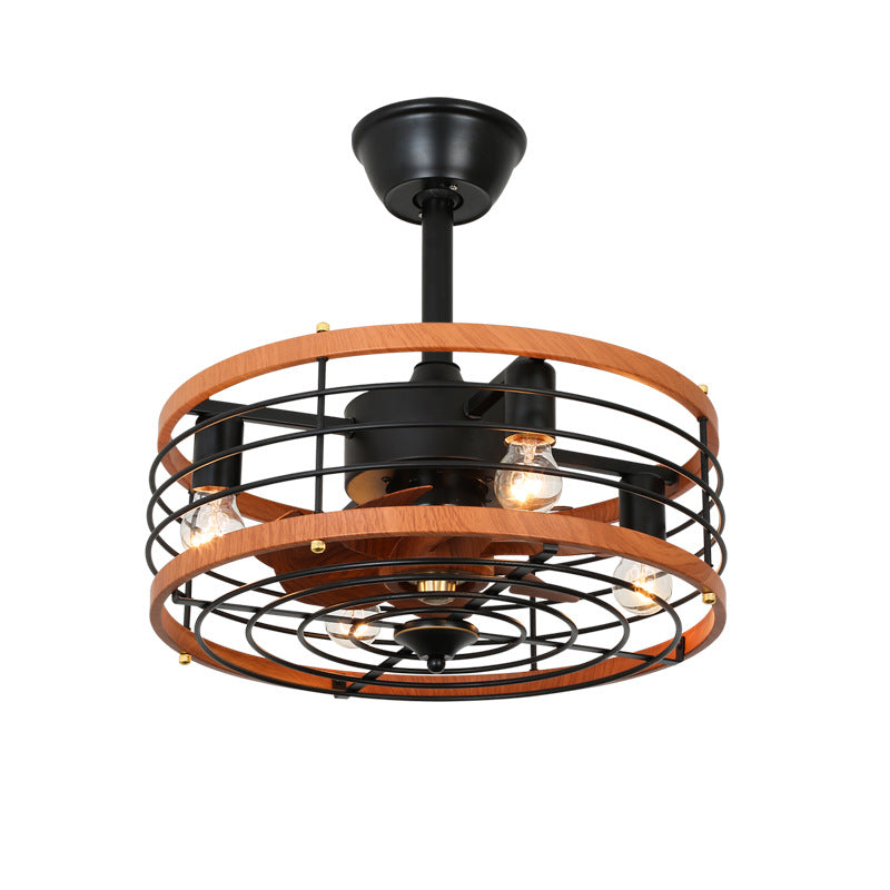 Traditional Farmhouse 4-Light Ceiling Fan with Downrods - Iron Cylinder Frame, ABS Blades, Perfect for Bedroom Lighting