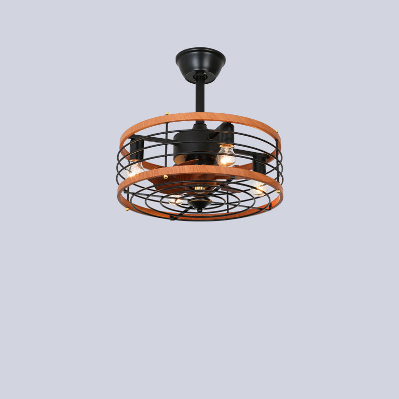 Traditional Farmhouse 4-Light Ceiling Fan with Downrods - Iron Cylinder Frame, ABS Blades, Perfect for Bedroom Lighting