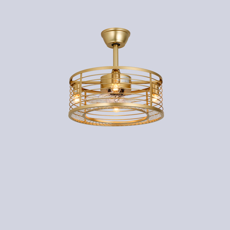 Traditional Farmhouse 4-Light Ceiling Fan with Downrods - Iron Cylinder Frame, ABS Blades, Perfect for Bedroom Lighting