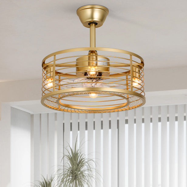 Traditional Farmhouse 4-Light Ceiling Fan with Downrods - Iron Cylinder Frame, ABS Blades, Perfect for Bedroom Lighting