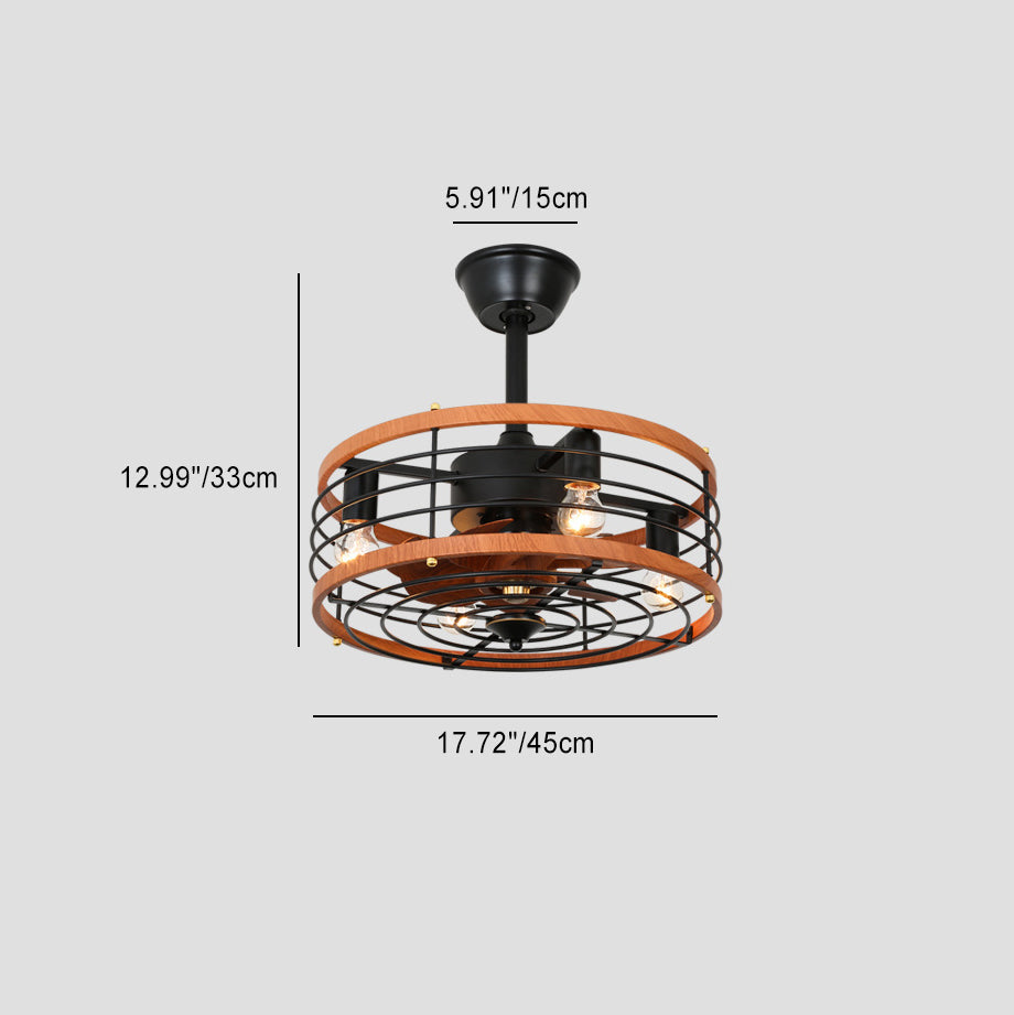 Traditional Farmhouse 4-Light Ceiling Fan with Downrods - Iron Cylinder Frame, ABS Blades, Perfect for Bedroom Lighting