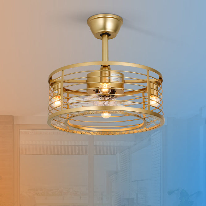 Traditional Farmhouse 4-Light Ceiling Fan with Downrods - Iron Cylinder Frame, ABS Blades, Perfect for Bedroom Lighting
