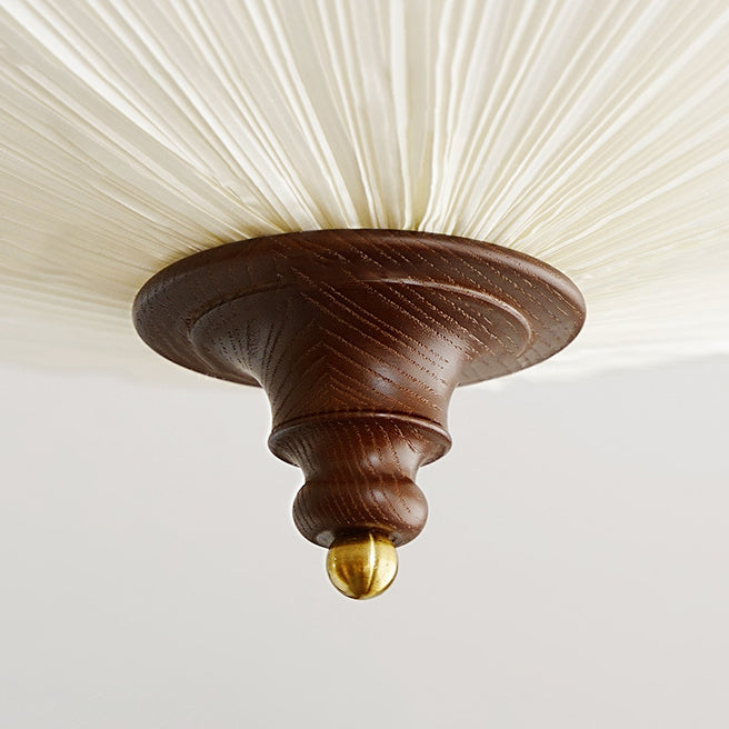 Traditional French Wood Plum Blossom 3-Light Semi-Flush Mount Ceiling Light
