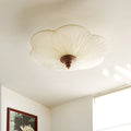 Traditional French Wood Plum Blossom 3-Light Semi-Flush Mount Ceiling Light