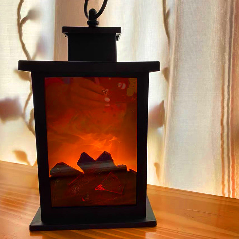 Contemporary LED Table Lamp Simulated Flame Fireplace for Study, Modern Desk Lighting, Cozy Ambient Light for Home Office, Stylish Decorative Lamp for Bedroom, Adjustable Brightness, Energy-Efficient Illumination, USB Powered, Safe and Flame-Free Design