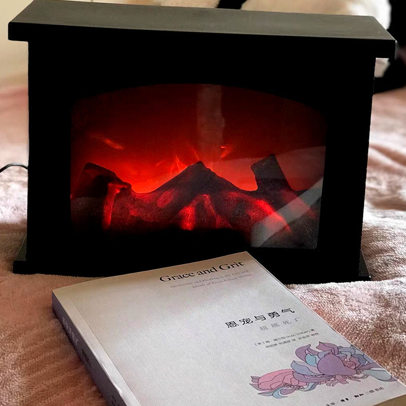 Contemporary LED Flame Effect Table Lamp for Study & Home Decor