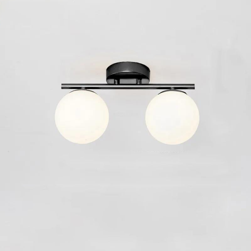 Traditional French Iron Glass Ball Shade 2/3-Light Semi-Flush Mount Ceiling Light for Living Room
