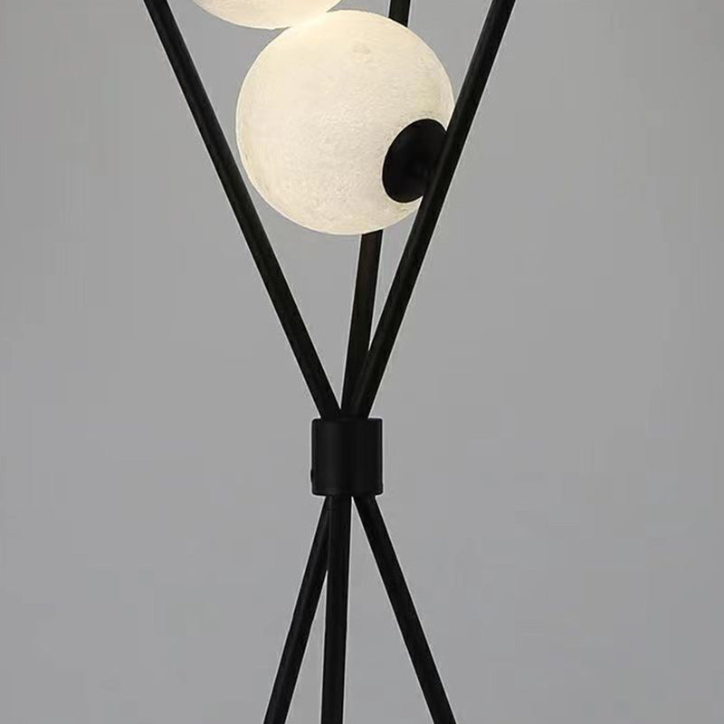 Contemporary 3-Light Geometric Floor Lamp - Modern Iron Moon Shade for Living Room