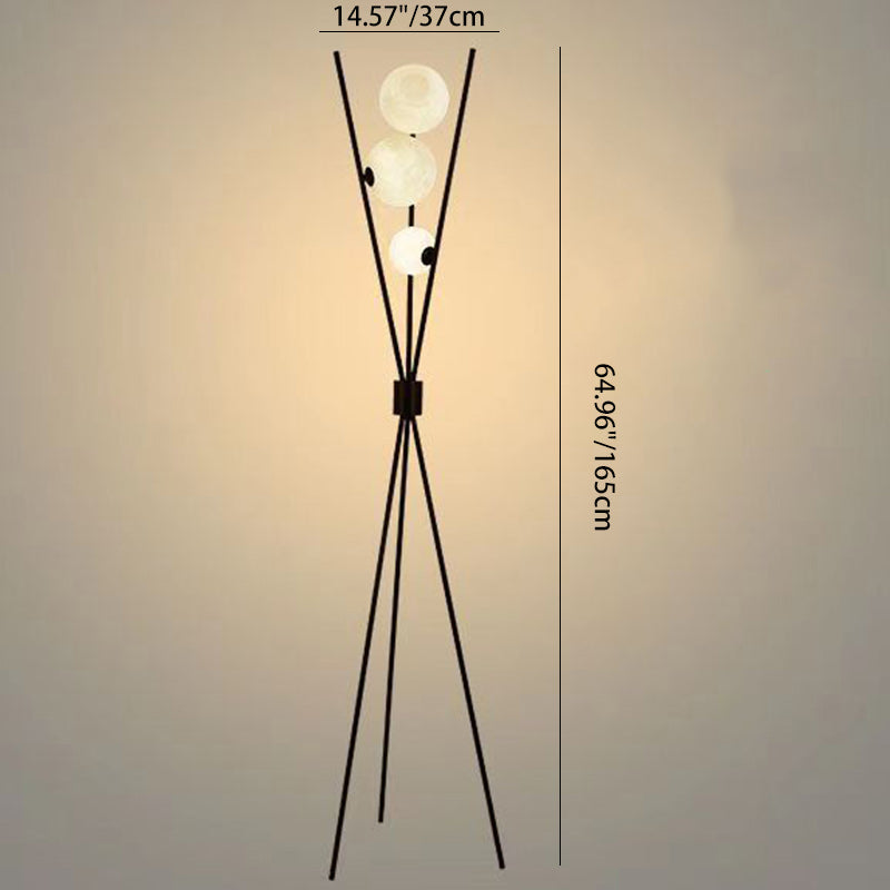 Contemporary 3-Light Geometric Floor Lamp - Modern Iron Moon Shade for Living Room