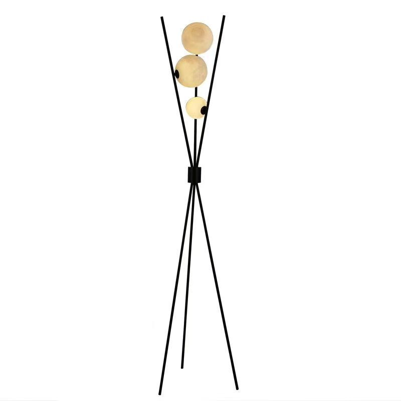 Contemporary 3-Light Geometric Floor Lamp - Modern Iron Moon Shade for Living Room