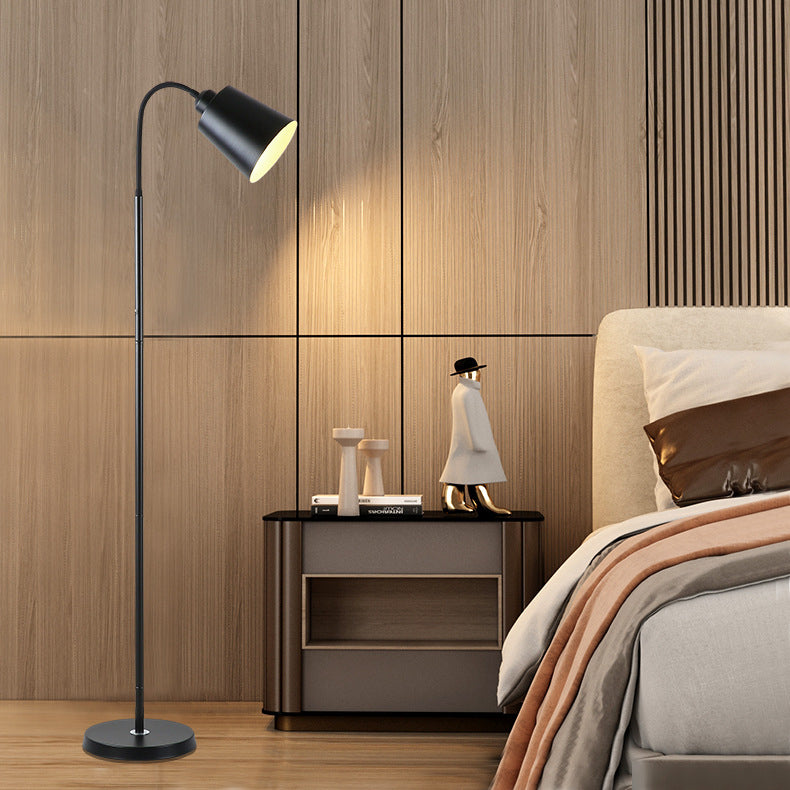 Contemporary Nordic Cylinder Iron Shade Arc Floor Lamp - 1-Light Living Room Lighting