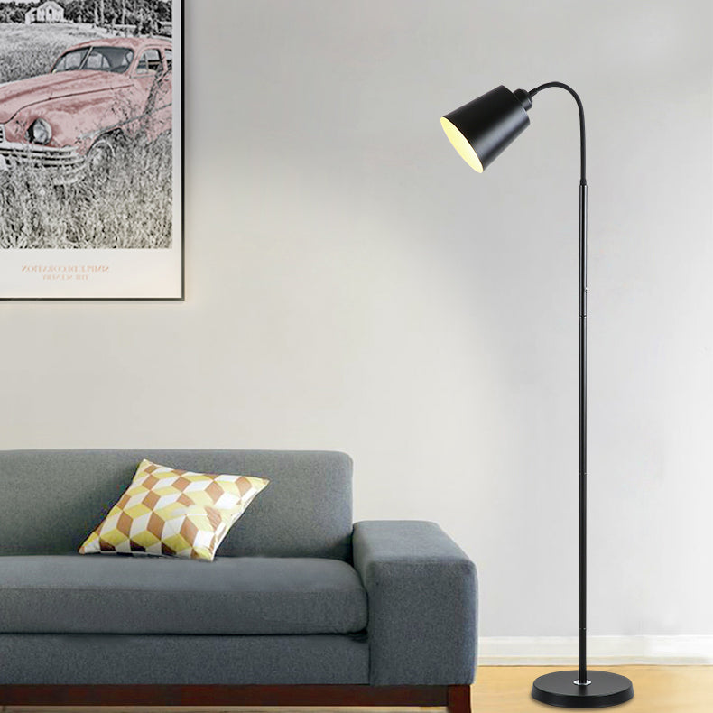 Contemporary Nordic Cylinder Iron Shade Arc Floor Lamp - 1-Light Living Room Lighting