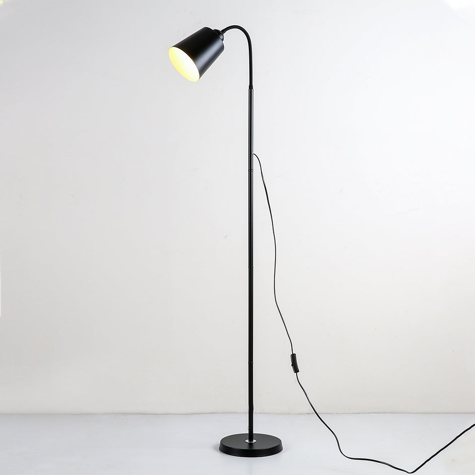 Contemporary Nordic Cylinder Iron Shade Arc Floor Lamp - 1-Light Living Room Lighting