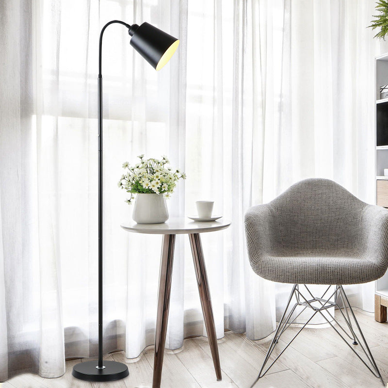 Contemporary Nordic Cylinder Iron Shade Arc Floor Lamp - 1-Light Living Room Lighting